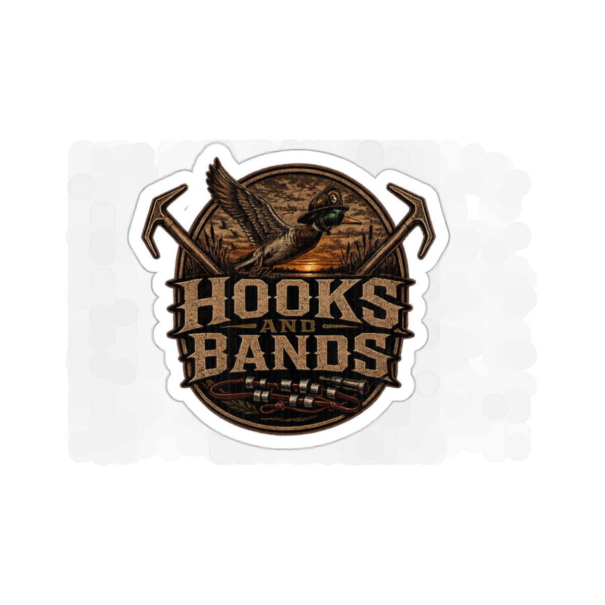 Hooks and Bands Duck Fishing Die-Cut Sticker
