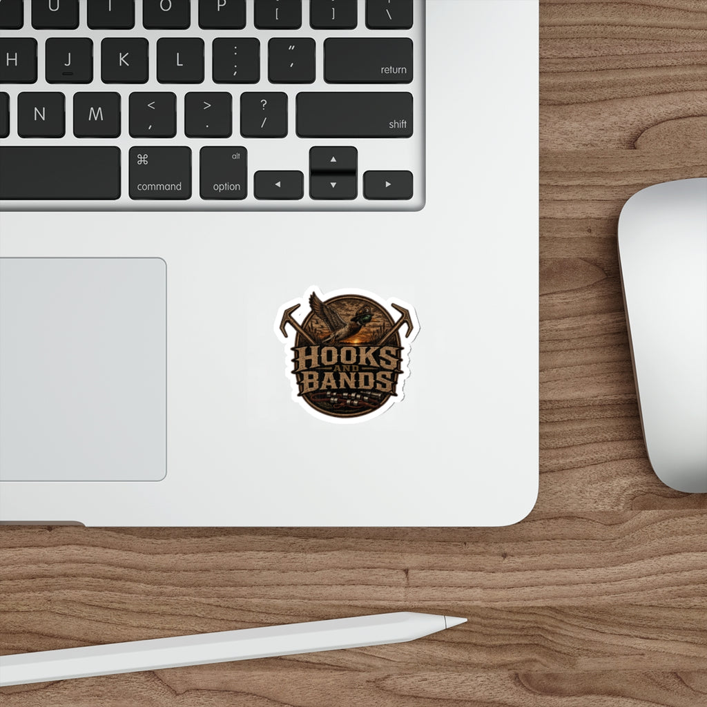 Hooks and Bands Duck Fishing Die-Cut Sticker